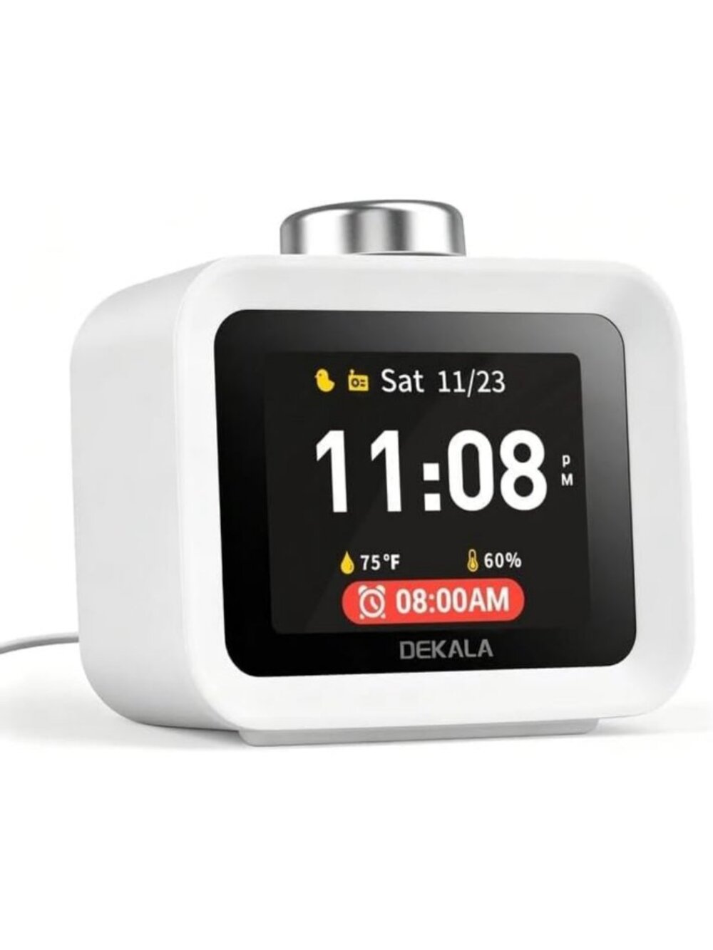 7-Day Programmable Alarm Clock with Temperature & Humidity, 100dB Loud Gradual